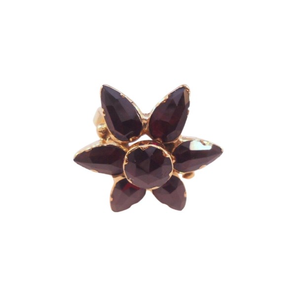 BAGUE FLEUR GRENATS EN OR 18K