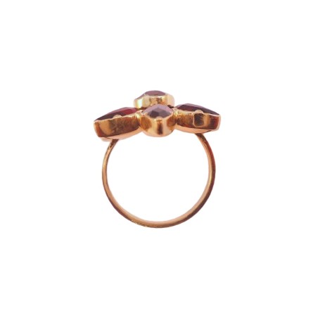 BAGUE FLEUR GRENATS EN OR 18K