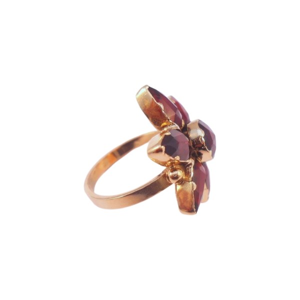 BAGUE FLEUR GRENATS EN OR 18K