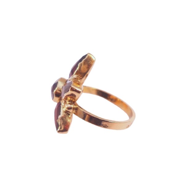 BAGUE FLEUR GRENATS EN OR 18K