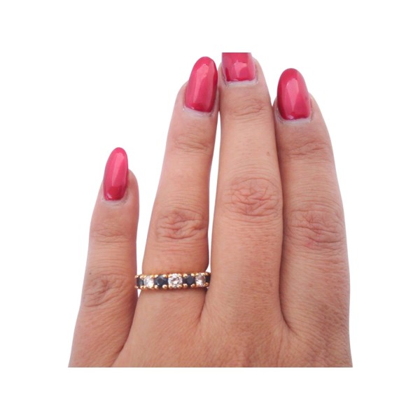 BAGUE ALLIANCE SAPHIRS ET DIAMANTS EN OR 18K