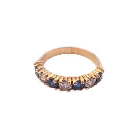 BAGUE ALLIANCE SAPHIRS ET DIAMANTS EN OR 18K