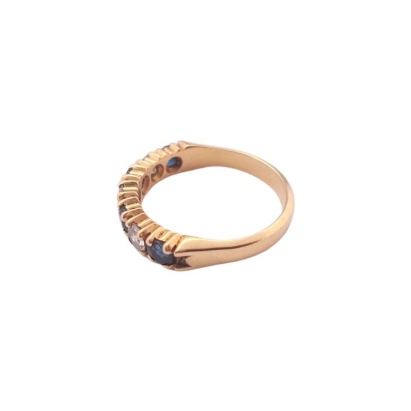 BAGUE ALLIANCE SAPHIRS ET DIAMANTS EN OR 18K