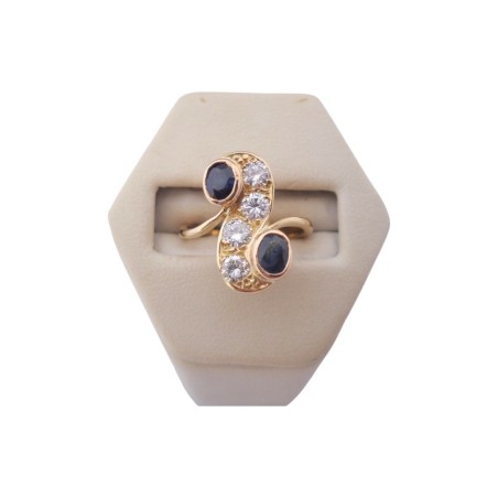 BAGUE SAPHIRS ET DIAMANTS EN OR 18K