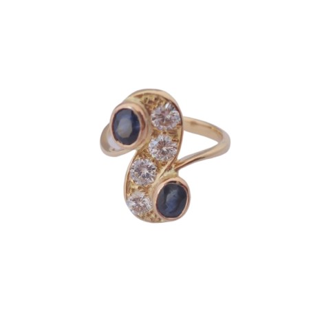 BAGUE SAPHIRS ET DIAMANTS EN OR 18K