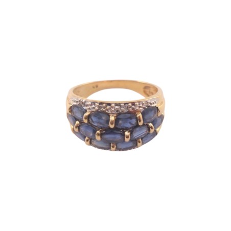 BAGUE JONC SAPHIRS ET DIAMANTS EN OR 18K