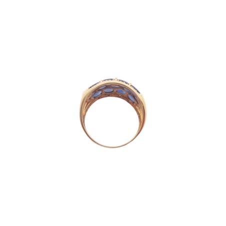 BAGUE JONC SAPHIRS ET DIAMANTS EN OR 18K