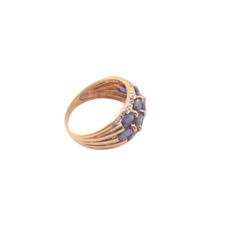 BAGUE JONC SAPHIRS ET DIAMANTS EN OR 18K