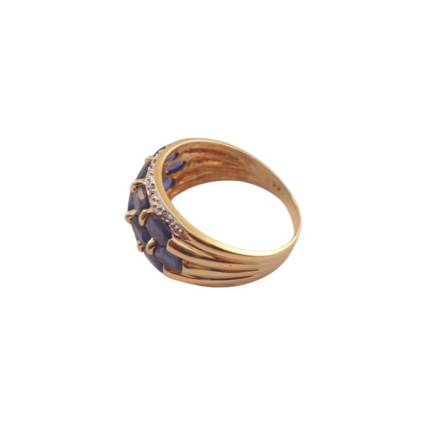 BAGUE JONC SAPHIRS ET DIAMANTS EN OR 18K