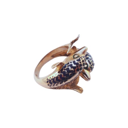 BAGUE DAUPHINS ÉMAILLÉS EN OR 18K