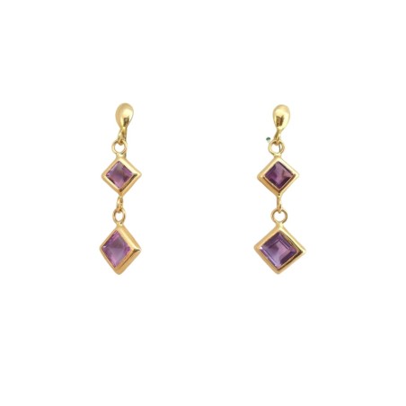 PAIRE PENDANTS AMÉTHYSTES EN OR 18K