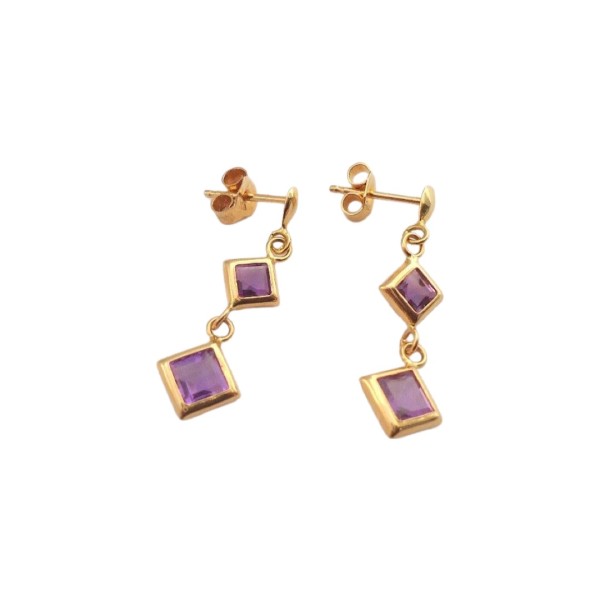 PAIRE PENDANTS AMÉTHYSTES EN OR 18K