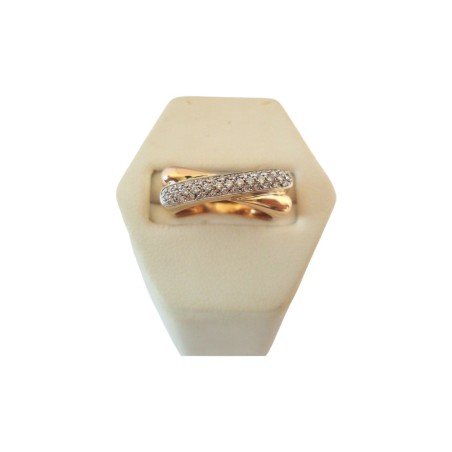 BAGUE ANNEAUX CROISES DIAMANTS EN OR 18K