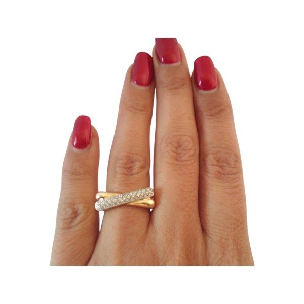 BAGUE ANNEAUX CROISES DIAMANTS EN OR 18K