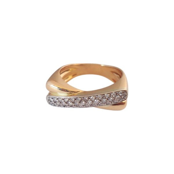 BAGUE ANNEAUX CROISES DIAMANTS EN OR 18K