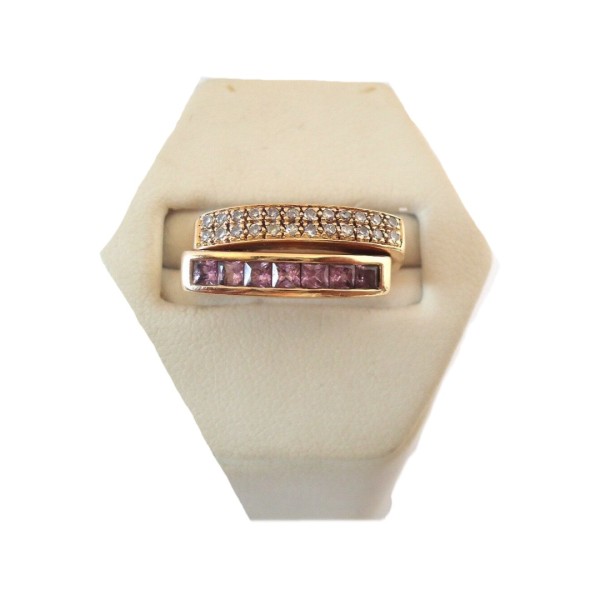 BAGUE AMETHYSTES ET DIAMANTS EN OR 18K