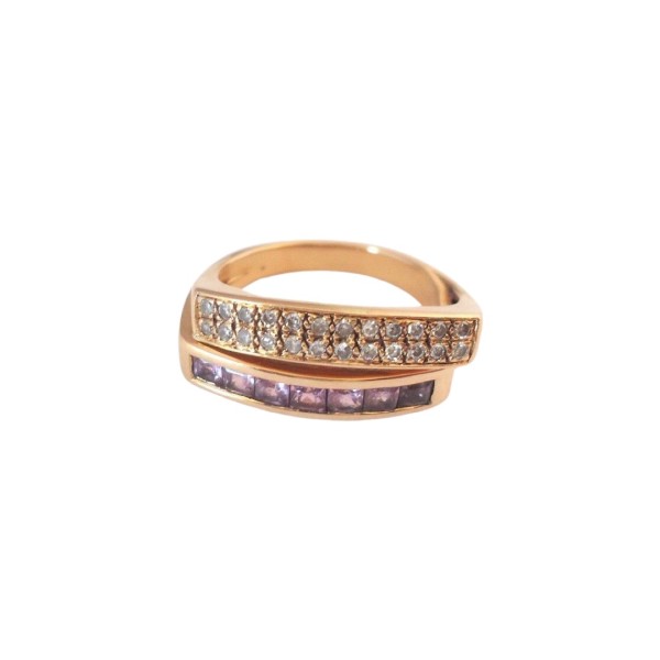 BAGUE AMETHYSTES ET DIAMANTS EN OR 18K