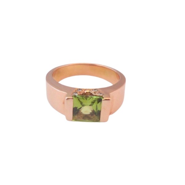 BAGUE JONC PÉRIDOT ET DIAMANTS EN OR 18K