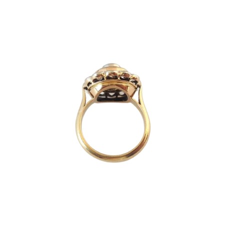 BAGUE RONDE SAPHIRS ET DIAMANTS EN OR 18K