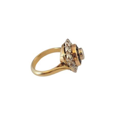 BAGUE RONDE SAPHIRS ET DIAMANTS EN OR 18K