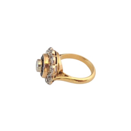 BAGUE RONDE SAPHIRS ET DIAMANTS EN OR 18K