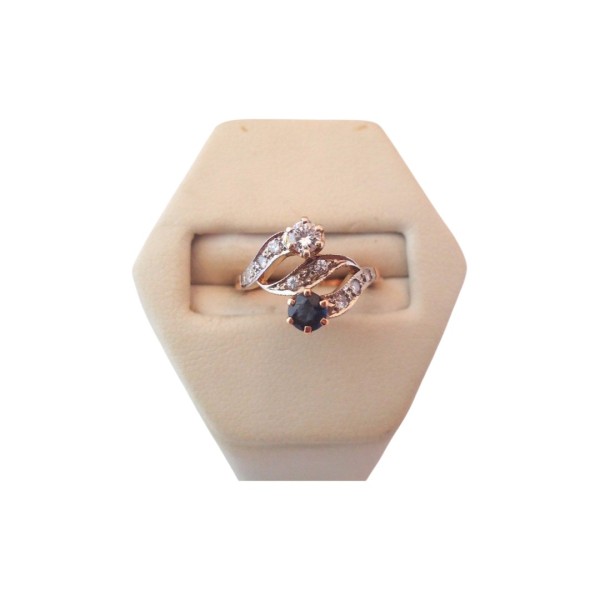 BAGUE SAPHIR ET DIAMANTS EN OR 18K