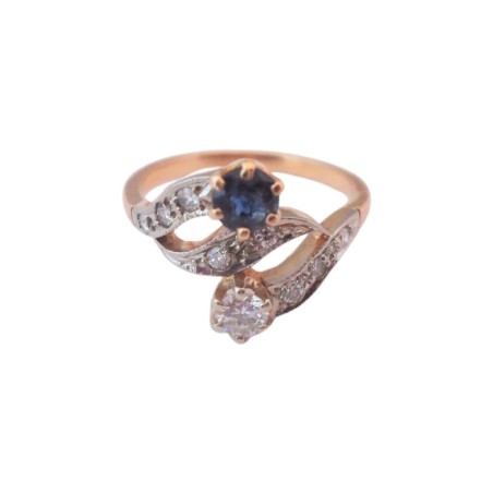 BAGUE SAPHIR ET DIAMANTS EN OR 18K