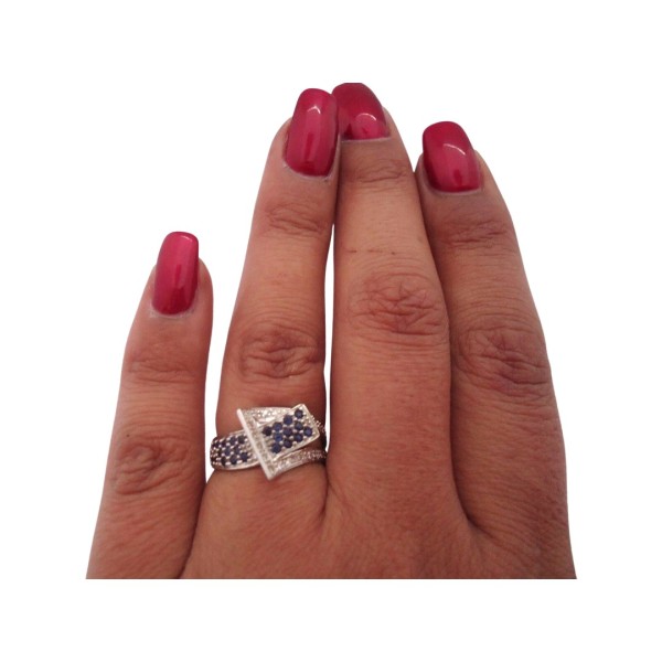 BAGUE SAPHIRS ET DIAMANTS EN OR 18K