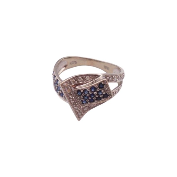 BAGUE SAPHIRS ET DIAMANTS EN OR 18K