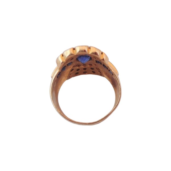 BAGUE OVALE SAPHIRS ET DIAMANTS EN OR 18K