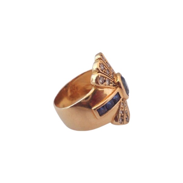 BAGUE OVALE SAPHIRS ET DIAMANTS EN OR 18K