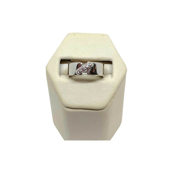 BAGUE JONC PLAT DIAMANTS EN OR 18K