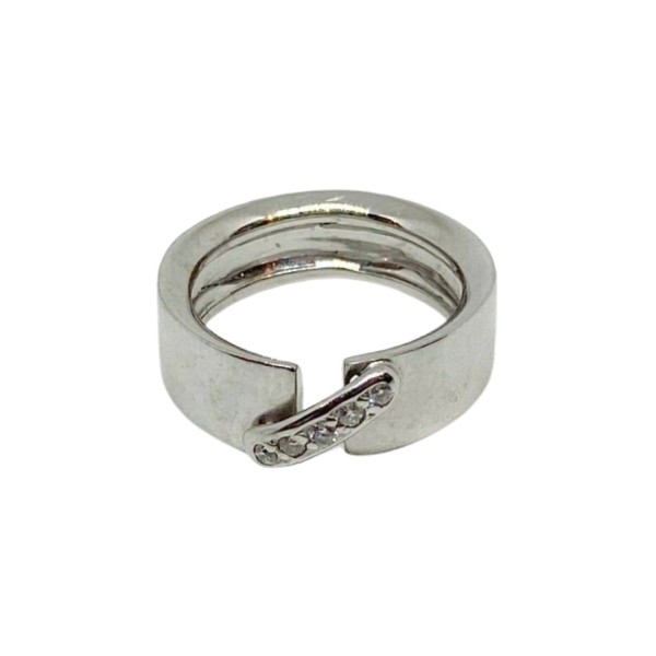 BAGUE JONC PLAT DIAMANTS EN OR 18K