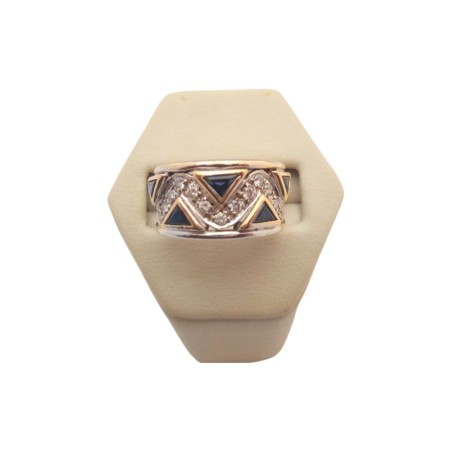 BAGUE JONC SAPHIRS ET DIAMANTS EN OR 18K