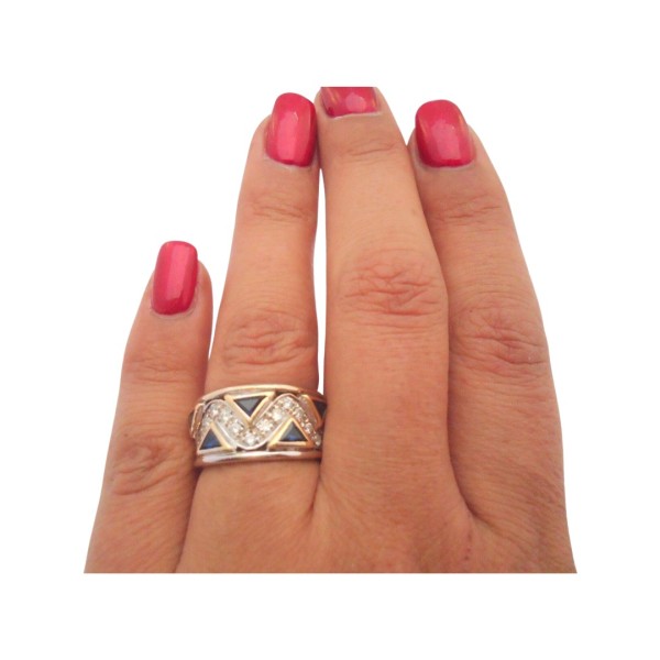 BAGUE JONC SAPHIRS ET DIAMANTS EN OR 18K