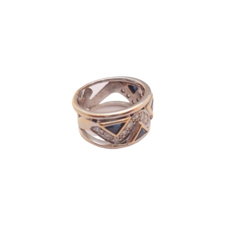 BAGUE JONC SAPHIRS ET DIAMANTS EN OR 18K