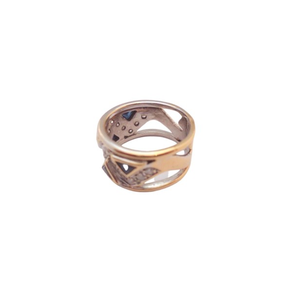 BAGUE JONC SAPHIRS ET DIAMANTS EN OR 18K