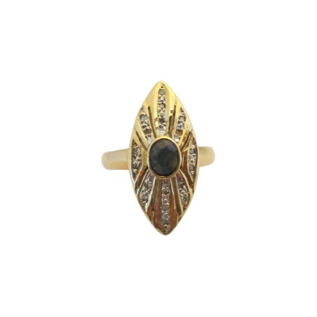 BAGUE MARQUISE SAPHIR ET DIAMANTS EN OR 18K