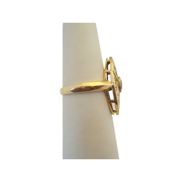 BAGUE MARQUISE SAPHIR ET DIAMANTS EN OR 18K