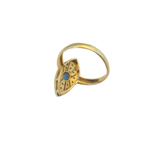 BAGUE MARQUISE SAPHIR ET DIAMANTS EN OR 18K