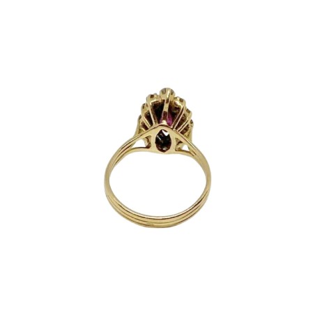 BAGUE MARQUISE RUBIS ET DIAMANTS EN OR 18K