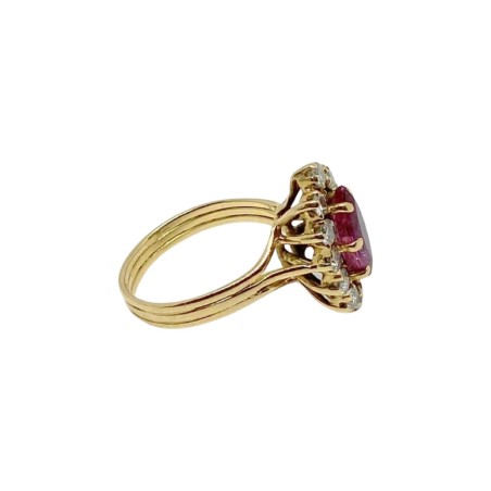 BAGUE MARQUISE RUBIS ET DIAMANTS EN OR 18K