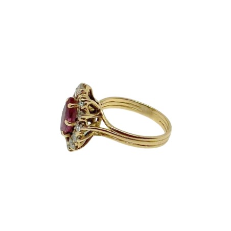 BAGUE MARQUISE RUBIS ET DIAMANTS EN OR 18K