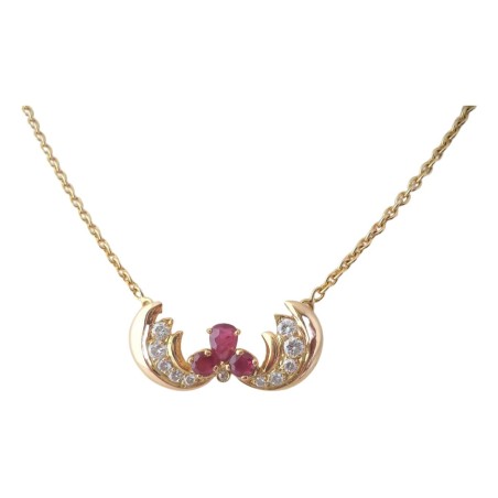 COLLIER TOUR DE COU RUBIS ET DIAMANTS EN OR 18K