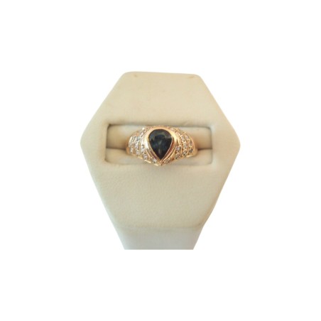 BAGUE SAPHIR ET DIAMANTS EN OR 18K