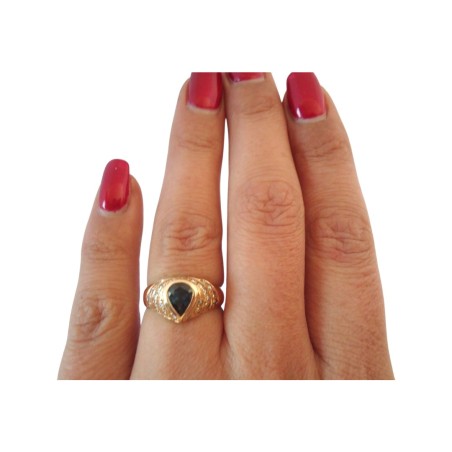 BAGUE SAPHIR ET DIAMANTS EN OR 18K