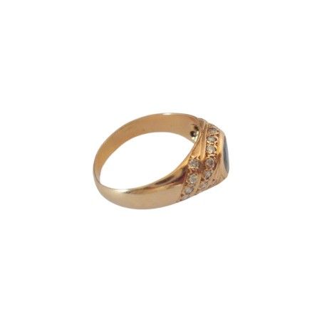 BAGUE SAPHIR ET DIAMANTS EN OR 18K