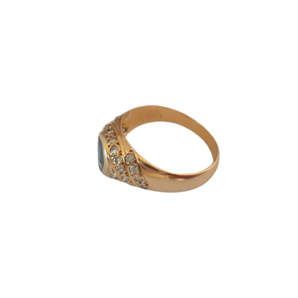 BAGUE SAPHIR ET DIAMANTS EN OR 18K