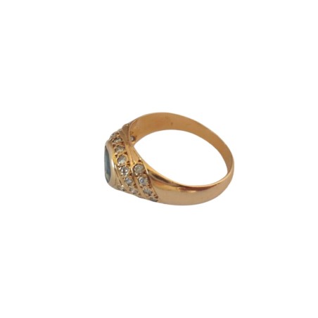 BAGUE SAPHIR ET DIAMANTS EN OR 18K