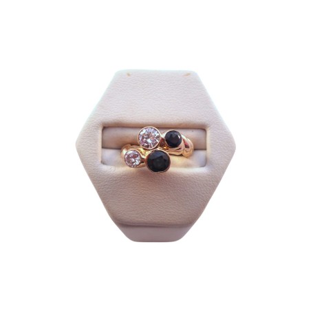 BAGUE EN OR 18K, SAPHIRS ET DIAMANTS.